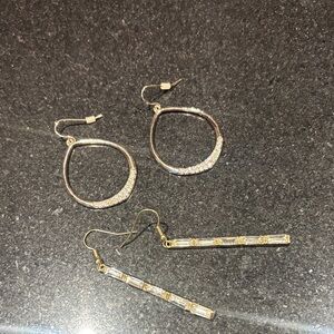 Elegant Gold and Silver Hoop and Bar Earrings Set